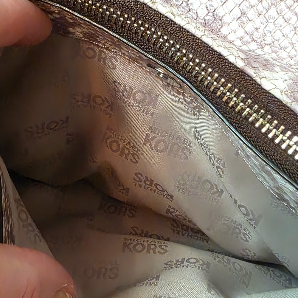 Michael Kors Neutral Python Embossed Leather Shou… - image 14